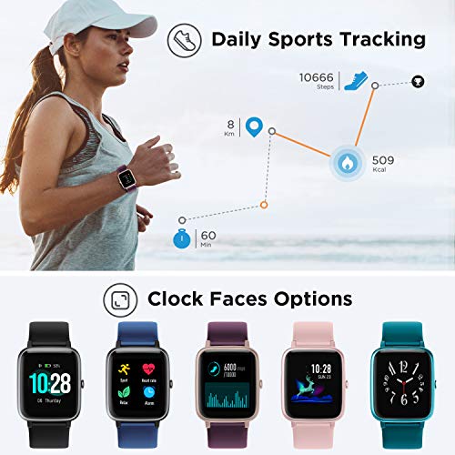 LETSCOM Smart Watch Fitness Tracker Heart Rate Monitor Step Calorie Counter Sleep Monitor Music Control IP68 Water Resistant 1.3 Inch Color Touch Screen Activity Tracking Pedometer for Women Men