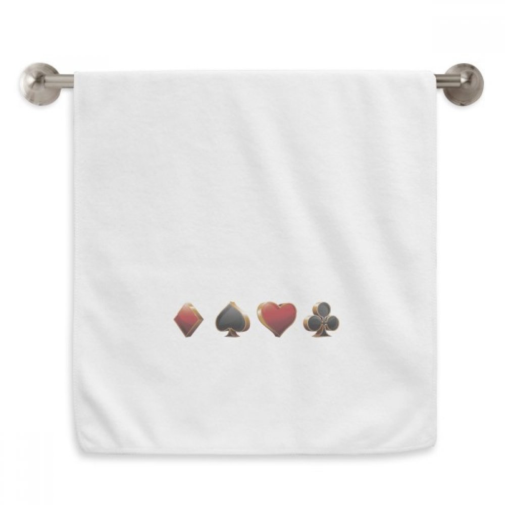 Serviette débarbouillette blanche 13x29 pouces motif pique cœur diamant club