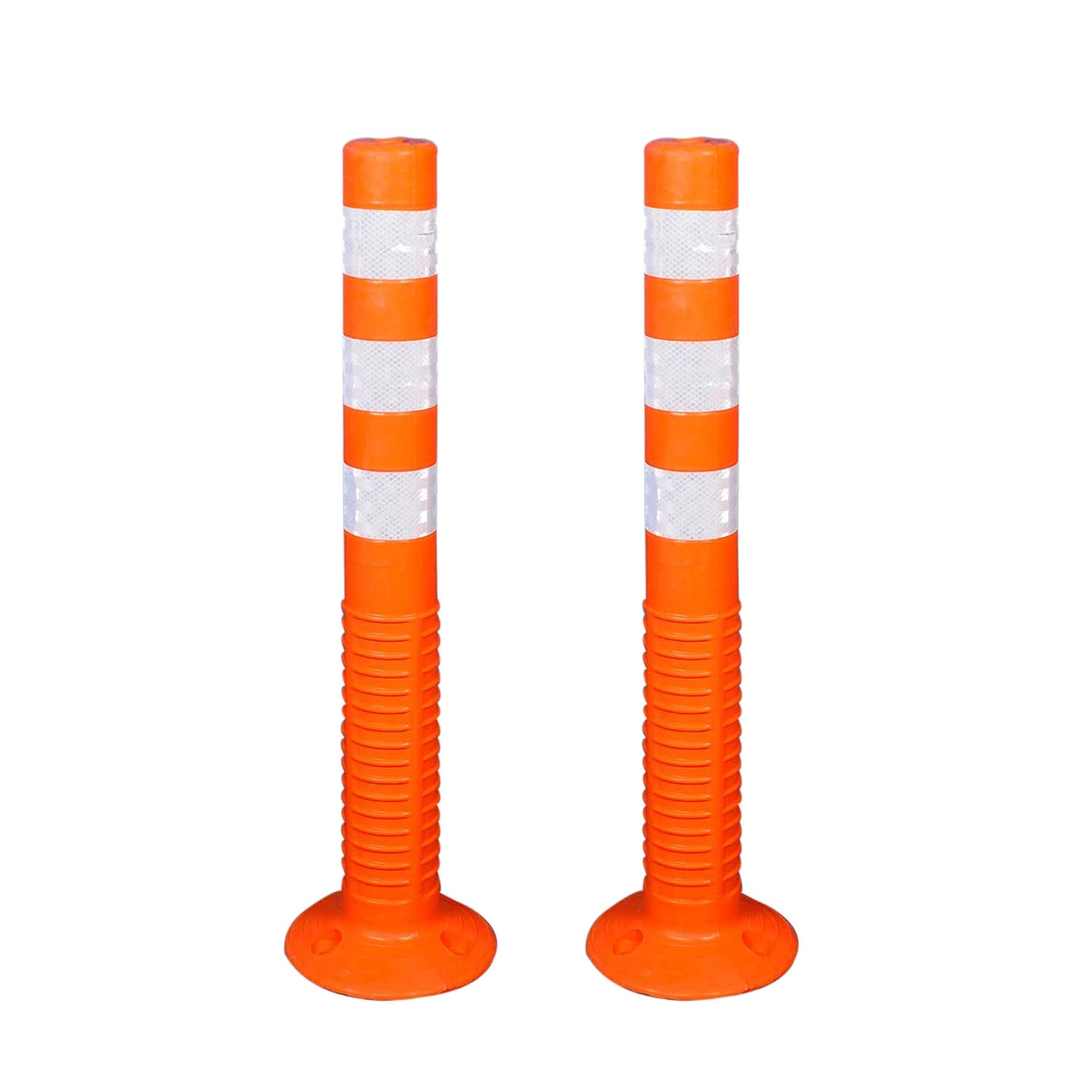 Kunplast Flexible Plastic Spring Post Barrier (Pack of 2) High Grade Polymer Material With 3 White Reflective Tapes Easy To Install Safety T- Top Bollard Barrier Parking Block (Orange) (B0BR81YLP3) Amazon Price History, Amazon Price Tracker