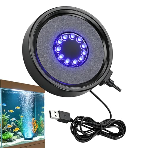 Luz burbujas de aire para acuario con piedra difusora LED circular de alto brillo 13cm