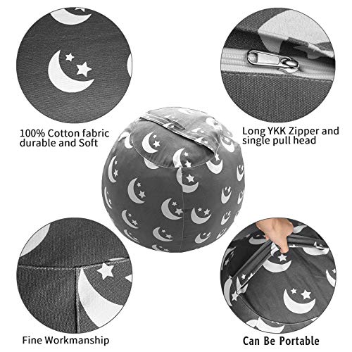 Miaowater 2 Pcs Stuffed Animal Storage Bean Bag Chair Cover, Cotton Canvas Beanbag With Zipper For Organizing Kid's And Adults Room Stars Moon 24" #TOP2