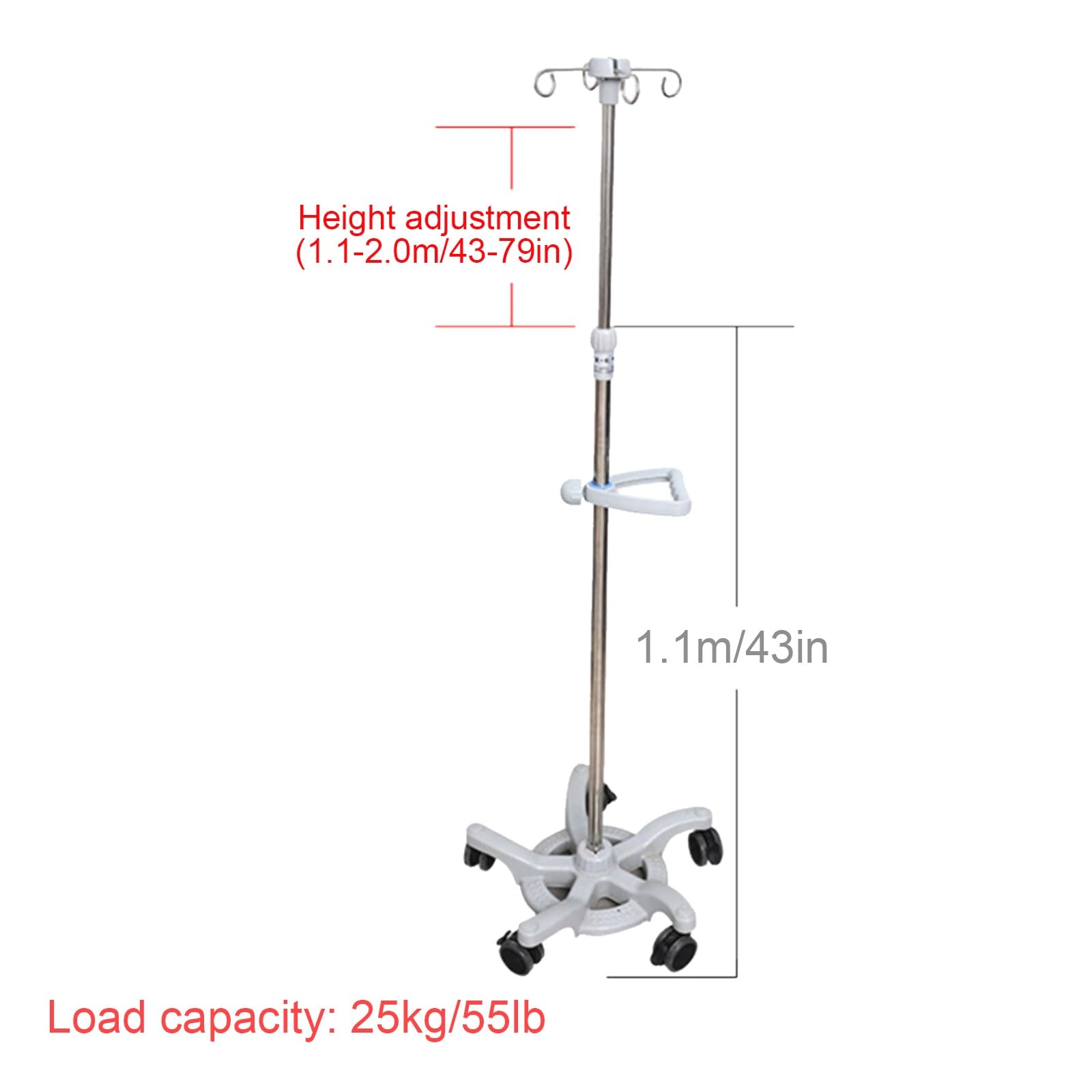 Poste intravenoso con Ruedas, Soporte portátil para suero, Soporte para Bolsa de suero extraíble, Poste intravenoso Superior extraíble para el hogar, el Hospital y la clínica