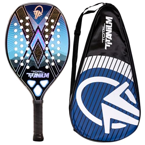 Raquete Beach Tennis Total Titanium Carbono 3k + Capa | Leve e equilibrada | 1 ano de garantia