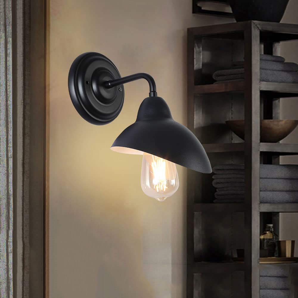 Zestaw 2 czarnych lamp ściennych w stylu vintage, z elastycznym ramieniem, w stylu retro, do salonu, sypialni, na strych lub na poddaszu.