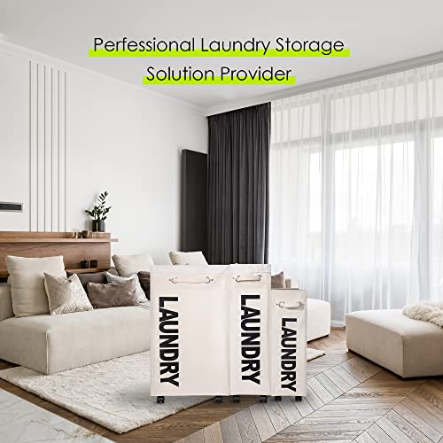 Twira 27.5”X-Large Rolling Laundry Basket With Removable Wash Bag On Wheels (4 Colors), Collapsible Slim Laundry Hamper,Foldable Corner Storage Bins (White) #TOP6