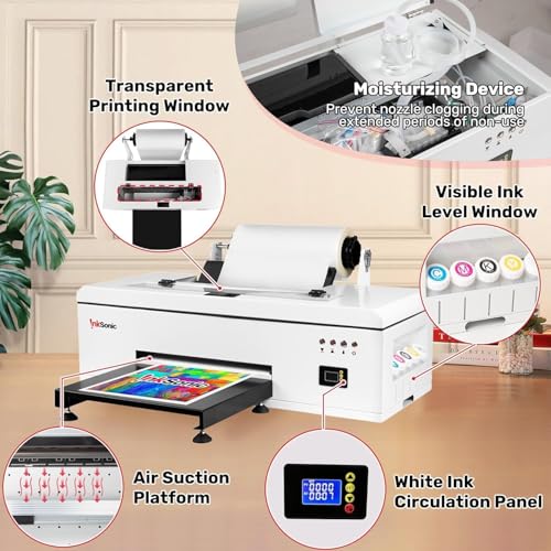 Image of InkSonic R1390 DTF Printer A3 T-shirt Printing Machine with Laptop, 13 inch Print Width Apparel Printer with White Ink Circulation & Auto Clean, Easy to Start Kit with 24 /7 Support for Smal Business, C13