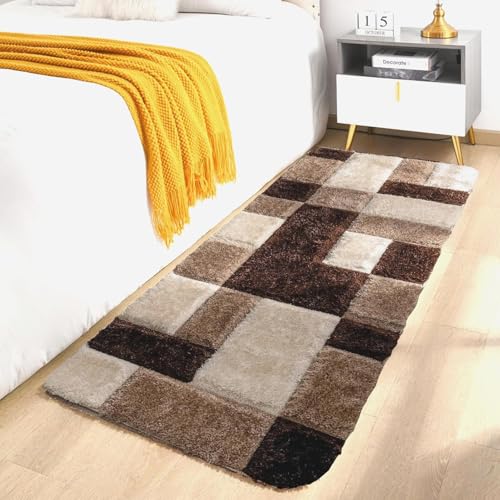 Image of Modern Soft 3D Shaggy Fur Rectangular Carpets for Living Room Thick Fluffy Rugs for Bedroom,2X6 Feet,Multi Color