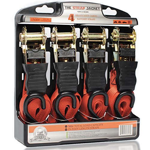 Ratchet Tie Down Straps 4 Pk Heavy Duty Professional Strength Built Stronger To Work