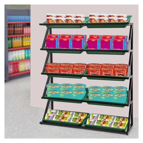 Présentoir à collations de supermarché à 5 niveaux avec 10 paniers de fruits