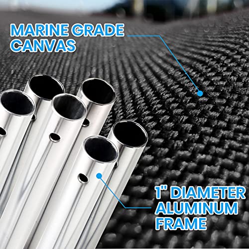 Image of Naviskin 10 Optional Colors Available 3-4 Bow 13 Different Size Bimini Top Cover Includes Mounting Hardwares,Storage Boot with 1 Inch Aluminum Frame