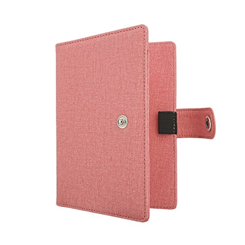 MoKo RFID Bloqueo de la Billetera del Titular del Pasaporte,Cubierta de Pasaporte multipropósito Cartera de Viaje de Cuero de PU con Cierre de botón a presión- Rosado
