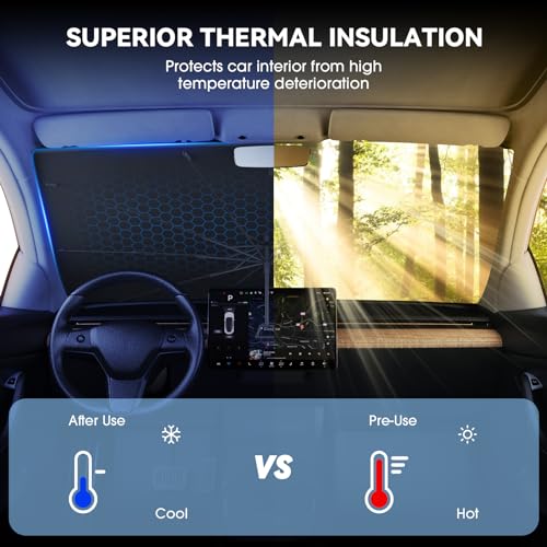 Image of helloleiboo 𝟐𝟎𝟐𝟒 𝑼𝑷𝑮𝑹𝑨𝑫𝑬 Foldable Car Windshield Sun Shade Umbrella,360 Rotating Sunshade for Car Windshield Front Window Reflective Heat Automotive Interior Sun Protection for Cars Trucks