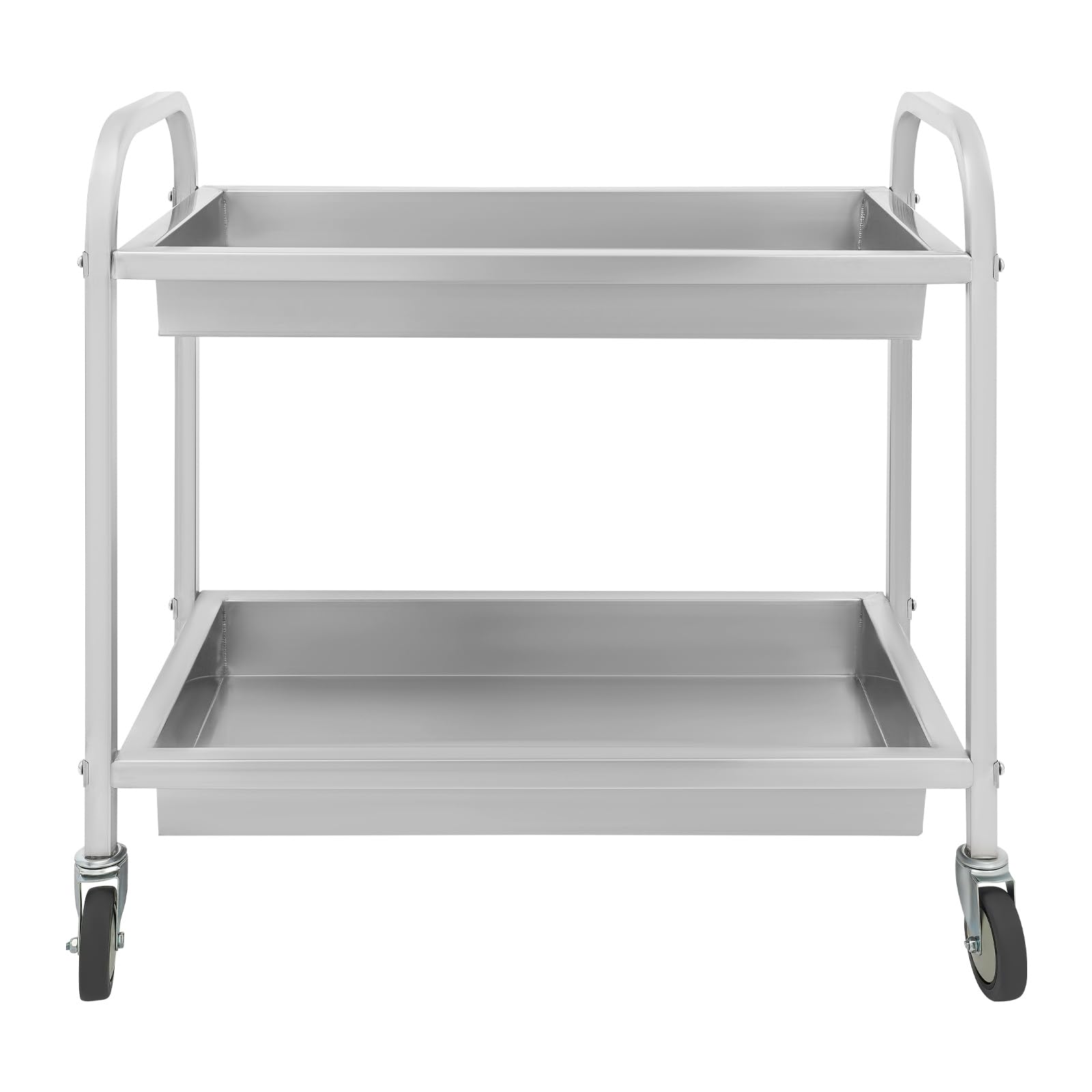 Carro de servicio con ruedas de 2 Davon, carro de cocina de acero inoxidable 201 con 2 niveles, carro de bar hasta 75 kg, clásico y duradero, carrito para servicio y personal de cocina, 85