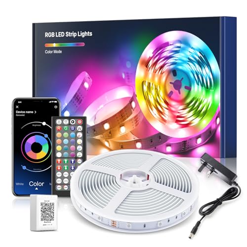 Mexllex LED Strip Lights 10M (1X10M) APP Control Colour Changing LED Lights with Remote, Music Sync Built-in Mic, SMD RGB Light Strips RGB LED Strip, Led Lights for Bedroom Home Decoration