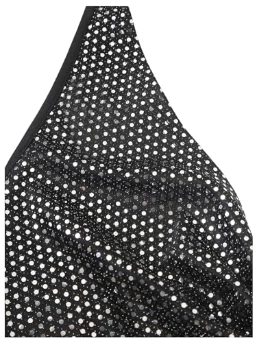 SOLY HUX Women's Sequin Sparkly Halter Top Cowl Neck Tie Backless Party Club Crop Tops4