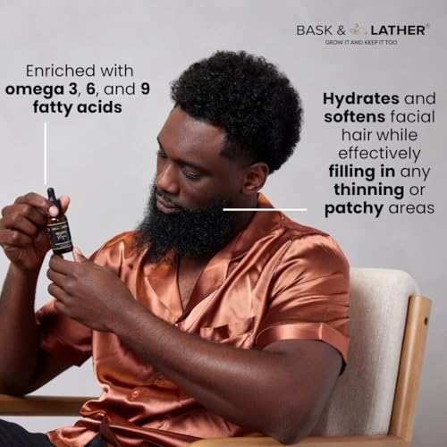 Bask & Lather Beard Magic Growth Oil for Men, Helps Stimulate Hair Growth and Softness, Natural Oil For Bald Spots and Patchy or Thin Facial Hair, Supports a Thicker Fuller Beard, 1 fl oz - Image 3
