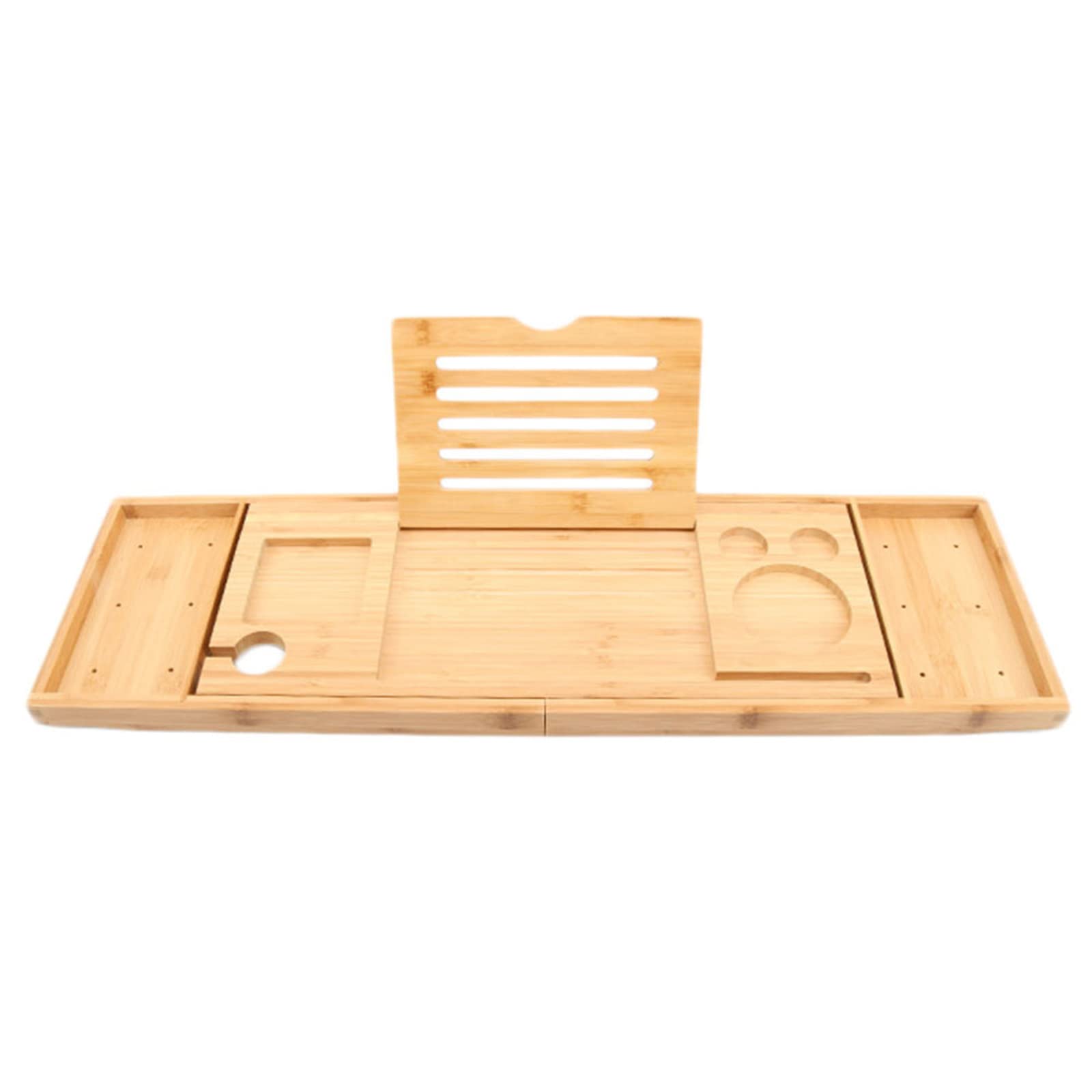 Bandeja de bambú para bañera, Organizador de Bandeja de bambú con Soporte para Libros, Soporte para Vino, Ranura para teléfono y Bandeja de tocador, Adecuado para la mayoría de los baños