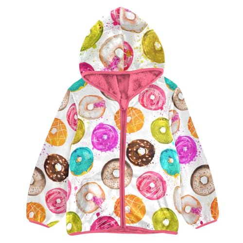 OTVEE Colored Donuts Seamless Kids Hoodie Jacket Fall Spring Full Zip Warm Outwear Coat