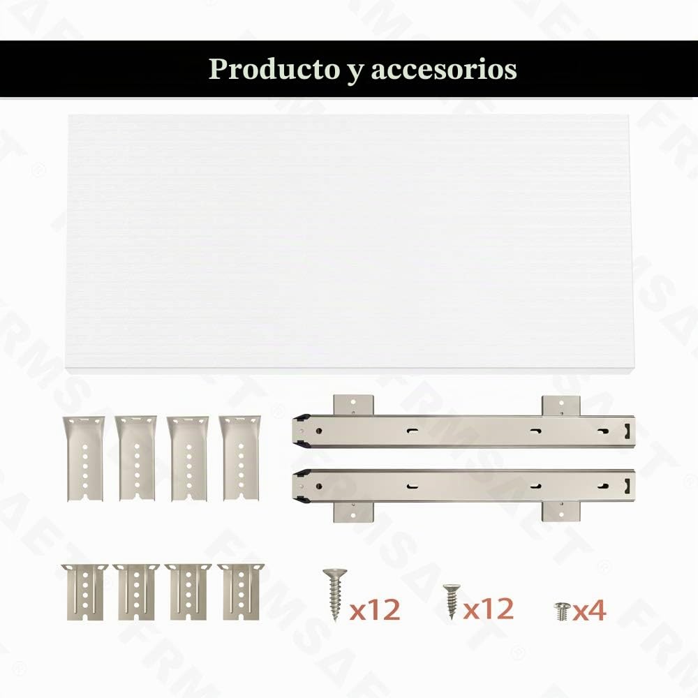 FRMSAET Bandeja para cajón para Teclado 53 cm / 60 cm / 76 cm Soporte de Madera para Debajo del Escritorio Plataforma de Altura Ajustable Herrajes para Muebles Accesorios de Oficina. (53 cm, Blanco)