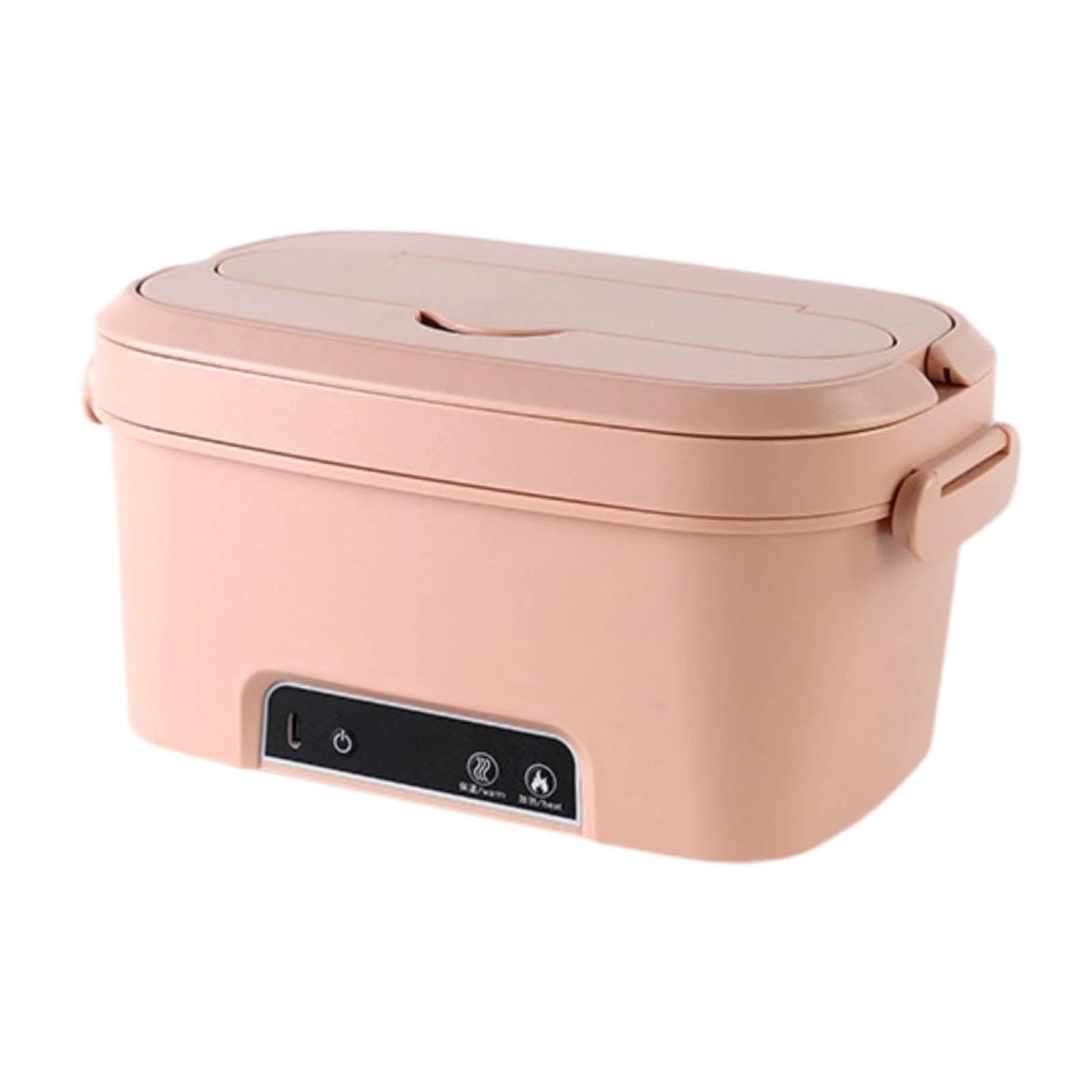 Scaldavivande Elettrico Cordless con Contenitore in Acciaio Inox Lunch Box Ricaricabile Scomparto Posate Antigoccia Riscaldamento Veloce, Rosa