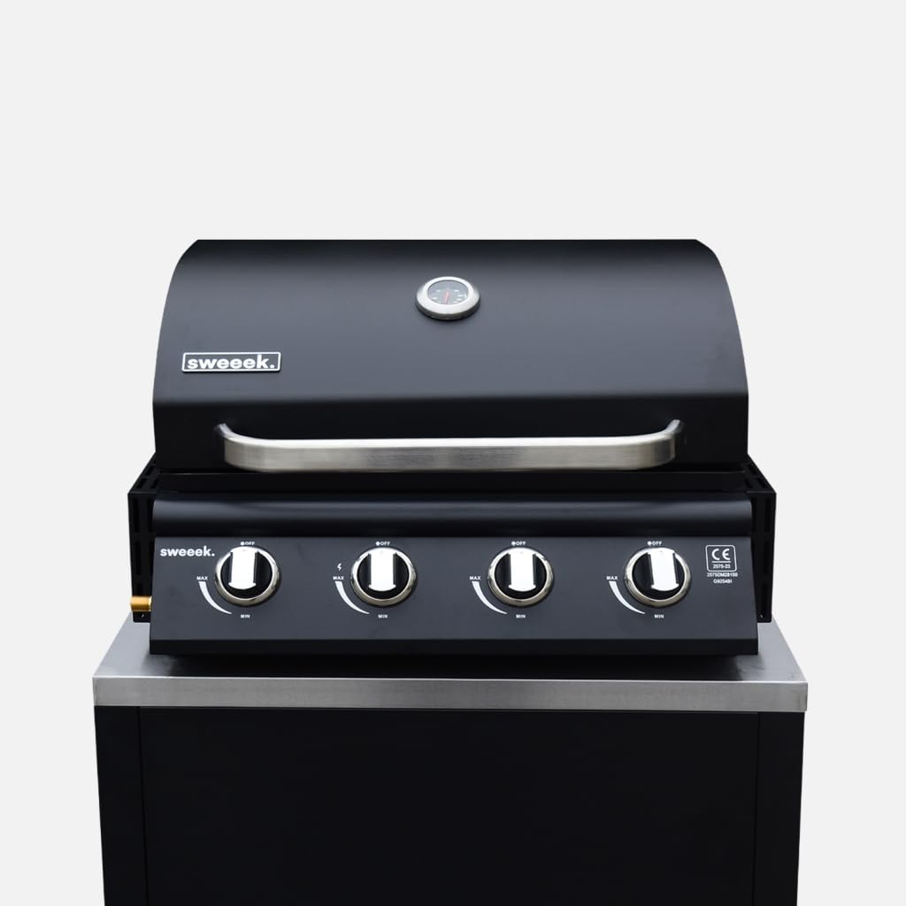 sweeek - Barbecue à gaz avec 4 brûleurs à poser avec récupérateur de graisse