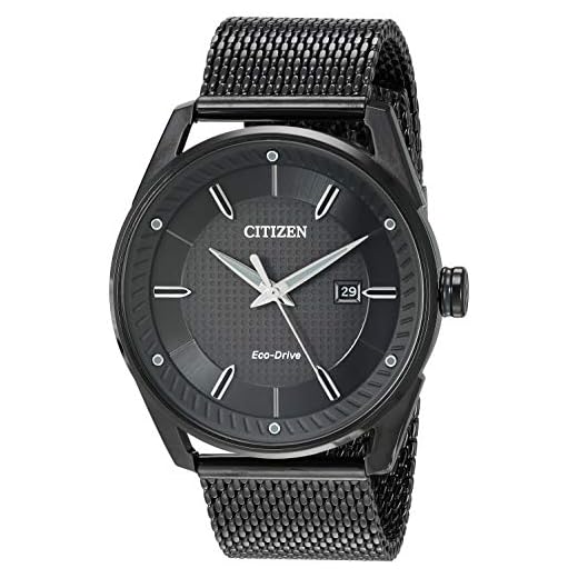 Citizen Men's Eco-Drive Weekender Watch in Black IP Stainless Steel and Mesh Strap, Black Dial (Model: BM6988-57E)