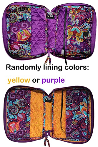 Diwi Quilted Bible Cover Large Sizes 10 X 7 X 2.75 Inches Good Book Case (L, C1 Purple Garden) #TOP3
