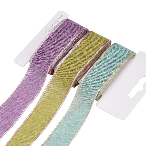 BEEFLYING 3 Rolls Cintas, Cintas Organza, Cintas Tul, Utilizadas para Lazos, Embalaje de Regalos, Costura, Ecoracion de Fiesta, 25~28 mm × 2,7 m, Colores Mezclados