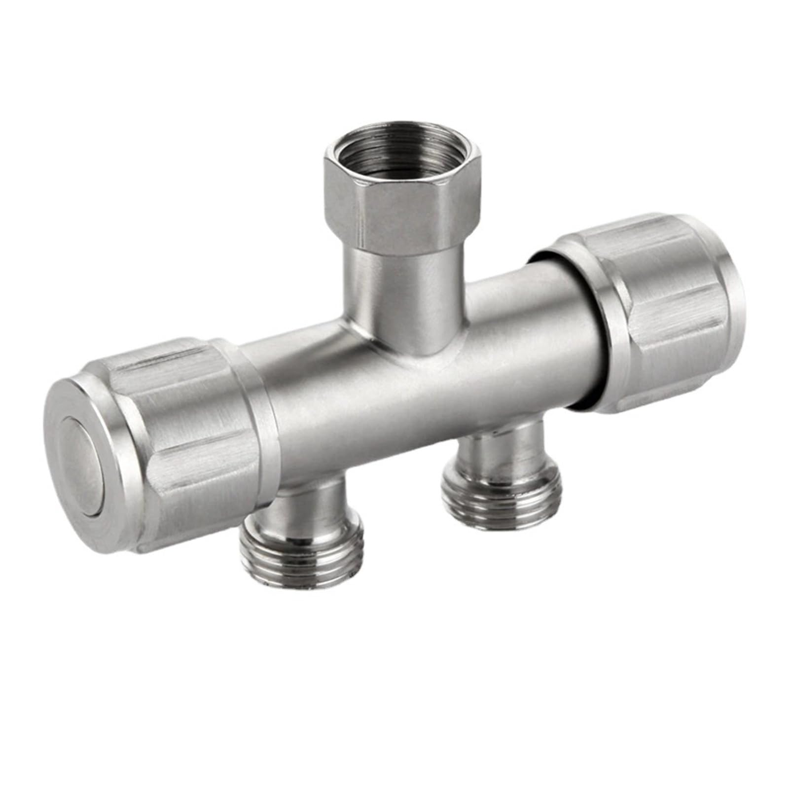 304 Stainless Steel G1/2 Three Way Angle Valve Independent Control Stop Valve for Washing Machine Toilet(A)