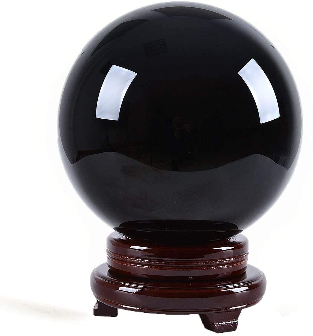 C&Z 200mm (8 Zoll) Große Wahrsagerei Schwarze Kristallkugel Obsidian Heilkristalle Heimtextilien Meditation Ornamente