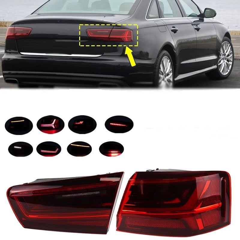 Rear Fog Lamps Pour A6 C7 Berline 2016 2017 2018 Feu Arrière Automatique D'avertissement Freinage Signal Pour Dynamique Voiture Voyants Recul Brake Lights(Outside Left)