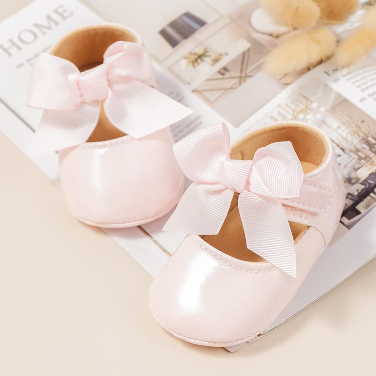 Baby Mary Jane Flats for Girls with Bowknot Cotton Anti Skid Sole Infant First Walker Princess Dress Crib Wedding Shoes - Image 4
