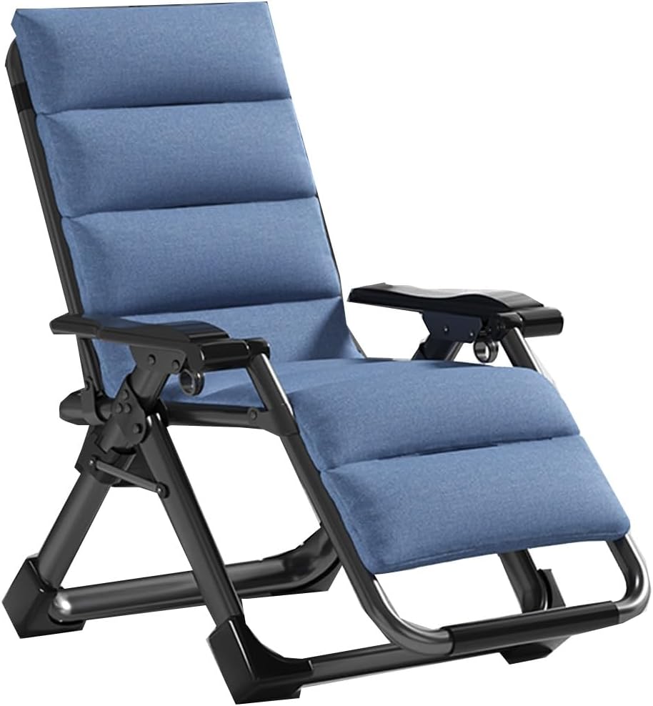 Zero Gravity Chairs Indoor Folding Reclining Chair Outdoor, Beach Chair Patio Lounge Chair With Cushion, Adjustable Backrest Deck Chairs Folding, For Family Gatherings, Barbecues ( Color : /Blue )