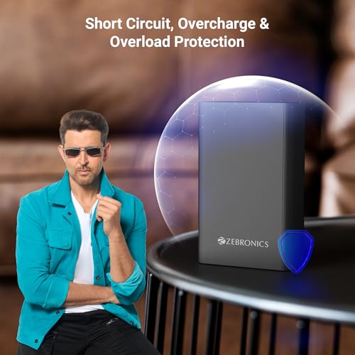 Image of ZEBRONICS 20000 mAh Compact Power Bank, 22.5W Super Fast Charging, PD3.0 (PPS), Dual Type-C & USB-A, LED Indicator, Metal Body, for All Mobiles, Tablet & Other Devices EnergiTank 20MR1 (Midnight)