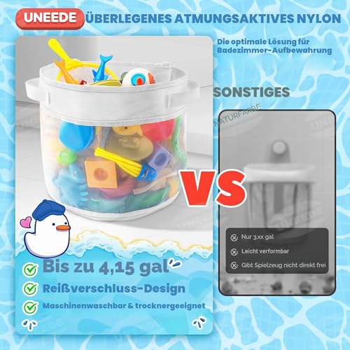 UNEEDE Badewannenspielzeug Aufbewahrung - Badespielzeug Organizer, Hängetasche Und Mesh Tasche Für Die Badewanne