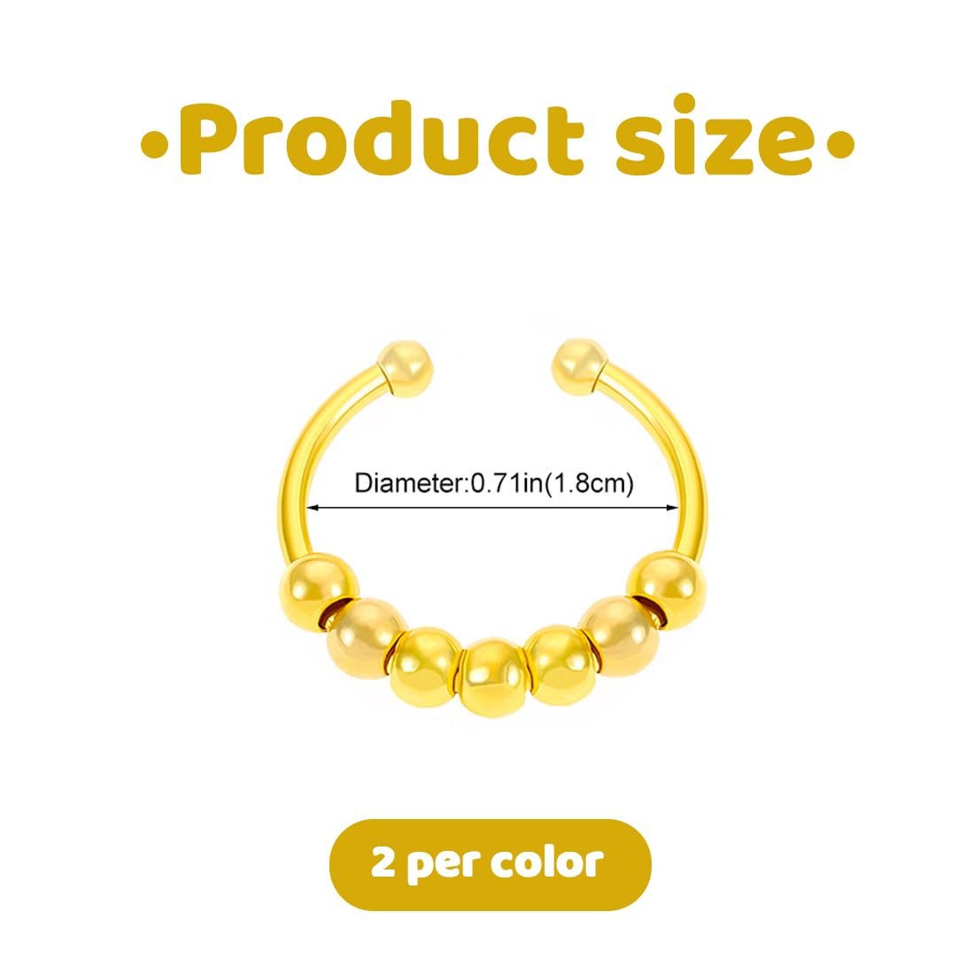 6 sztuk antystresowych pierścionków Fidget Ring z perłami – otwarty spinner dla pań – czarny, srebrny, złoty, różowe złoto – pierścienie antystresowe łagodzące lęki dla dziewcząt i kobiet