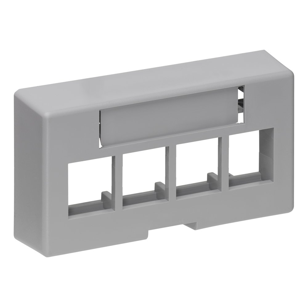 Placa modular de profundidad extendida Leviton 49910-EG4 con 4 puertos gris para paneles