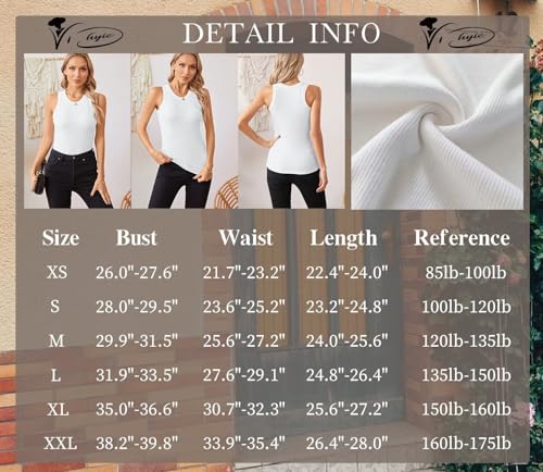 VICHYIE Women Tank Tops Summer Sleeveless Basic Cami Top Shirt Slim Knit Ribbed Racerback Blouses