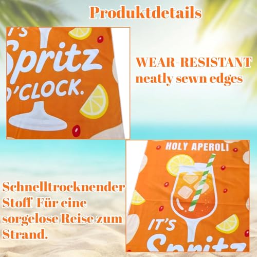 Aperol Geschenk Strandtuch 90x180cm, Aperol Strandtuch XXL 85% Polyester, Saugfähig und Schnell Trocknende, Sandfest Strandhandtuch Groß, Aperoli Spritz Accessoires Merch Deko Damen(Holy Aperoli)