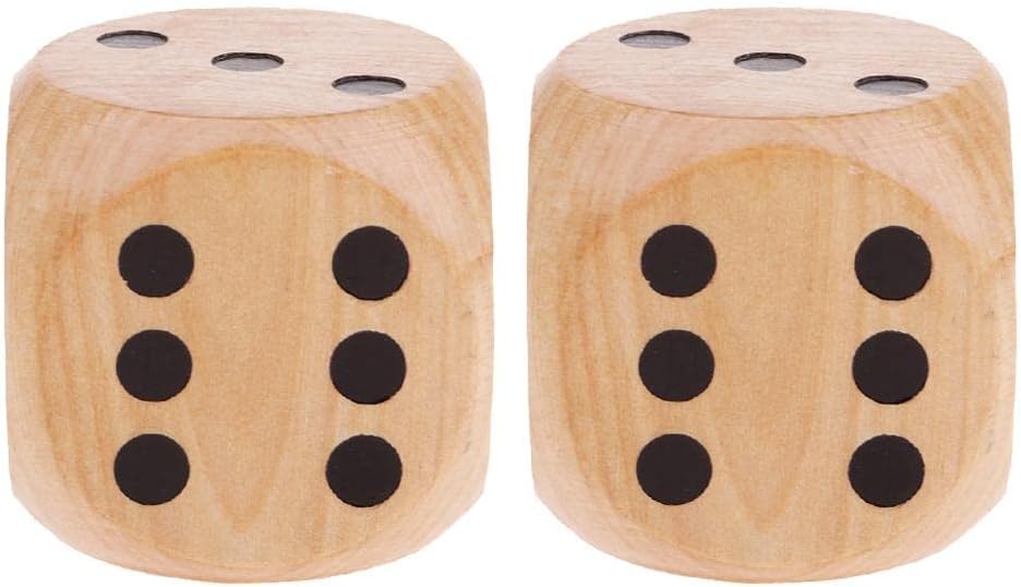 Ex tra Large Wooden Dice with Rounded Corner D6 Six Sided Dice 5cm Brown 2pcs