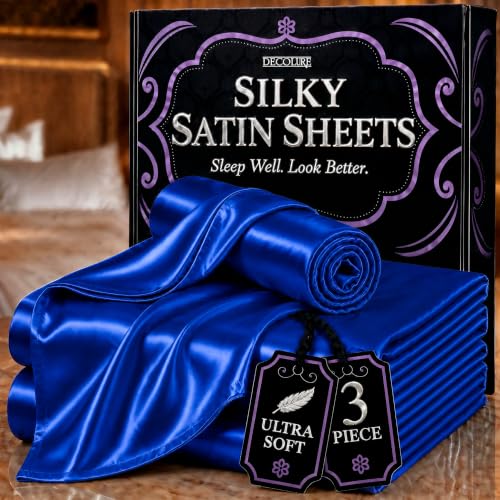 Image of DECOLURE Satin Sheets Twin Size | Softer Than Silk | Luxury 3 Pc Bed Set