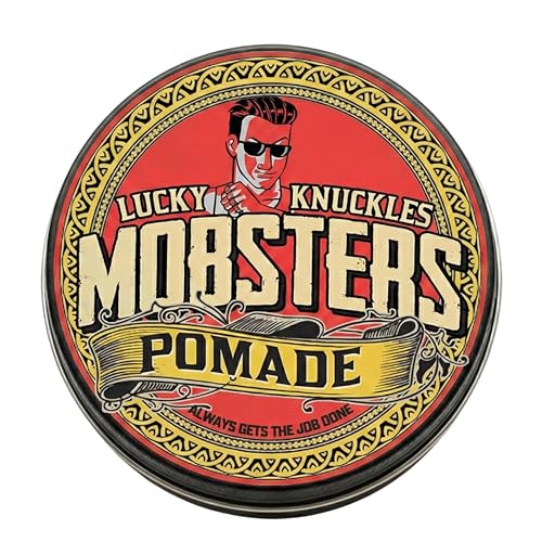 Mobsters Pomade for Men Regular Hold Water Based Deluxe Matte Finish Hair Wax Pro Salon Use Large 140g Tin Lucky Knuckles Edition (Lucky Knuckles)