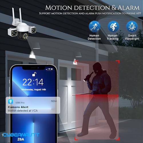 Image of XUGA Cybernautt Z6A 15MP Triple Lens WiFi Camera | 15MP triple-lens multi-angle viewing system. Features IP66 weatherproof shell, clear color night vision, and two-way talk.