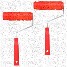2 Pcs 7 Textured Paint Roller, Rubber Pattern Paint Texture Roller Drywall Texture Rollers for Ceiling Mud Clay Furniture Wall DecorationEG323T