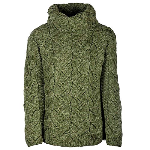 Preisvergleich Produktbild Aran Mills Damen Klobig Kabel Wasserfallausschnitt Wolle Pullover Moosgrün - Moosgrün, M
