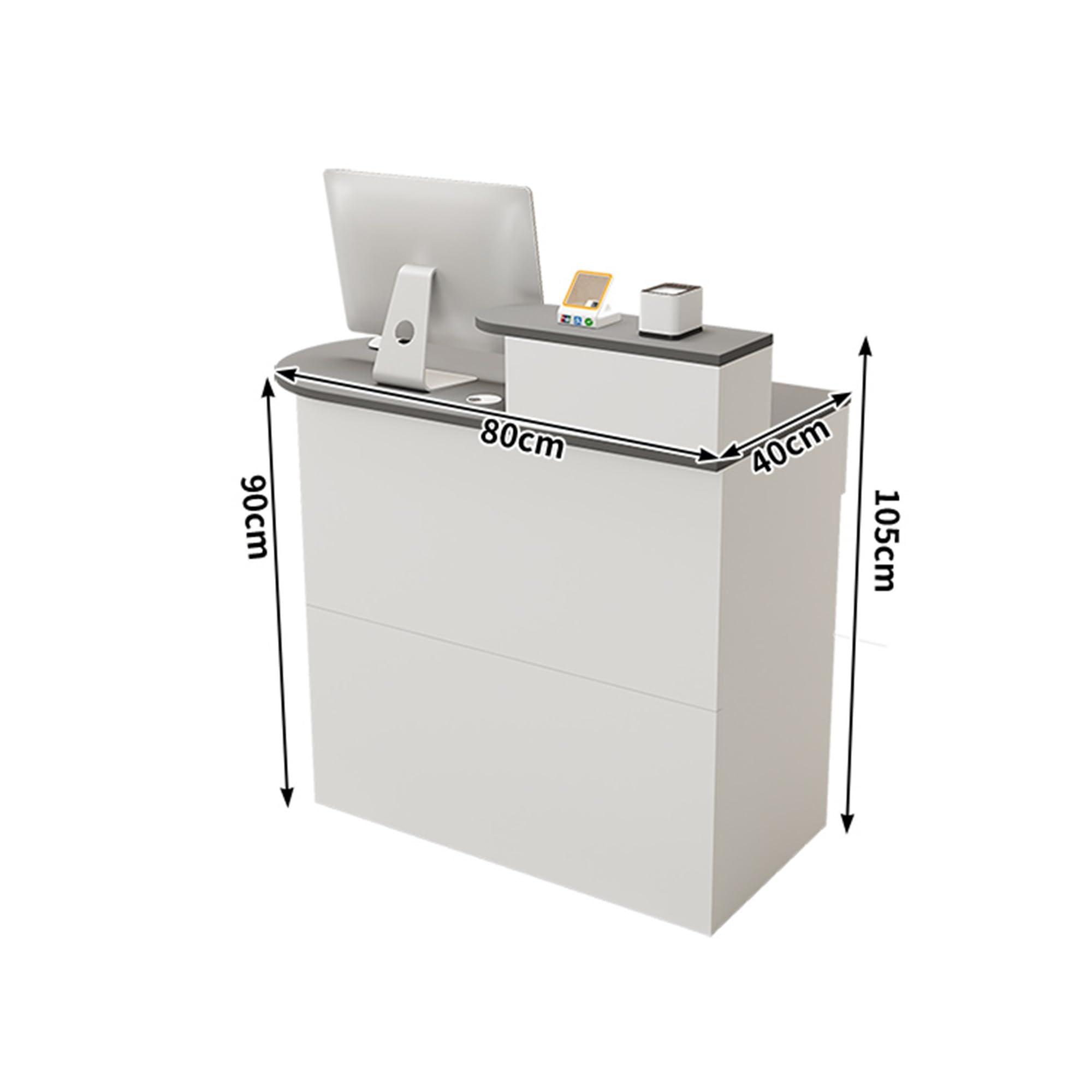 Bureau De Réception Blanc Avec LED, 99x45x99 Cm - Tiroir Verrouillable, Design Moderne Pour Salon, Hotel, Boutique