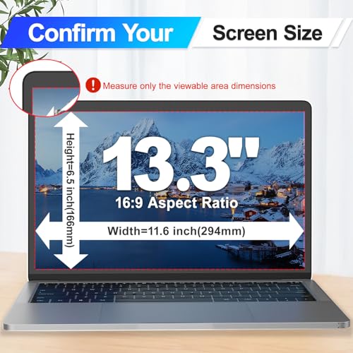 Image of Magnetic Laptop Privacy Screen Filter 13.3 Inch for 16:9 Computer Monitor, Removable Anti Blue Light Privacy Shield, Anti-Glare Protector Compatible with Dell Hp Asus Lenovo
