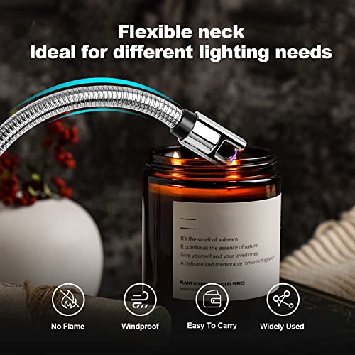 Image of 2 Pack Electric Candle Lighter, Cool Rechargeable, Plasma,Arc, Grill,USB,Windproof, Flameless, with Flexible Neck Lighters. Ideal for Candles,BBQs,Camping,Kitchen,Fireplace,Fireworks, etc.