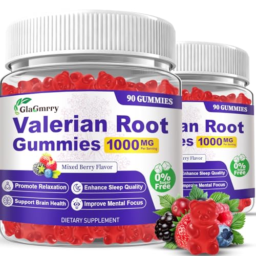 180 Count | Valerian Root Gummies with Melatonin & L-Theanine Natural Valerian Root Extract Supplements for Deep Zzz Relaxation & Calming Mixed Berry Flavor Sugar Free Non-GMO