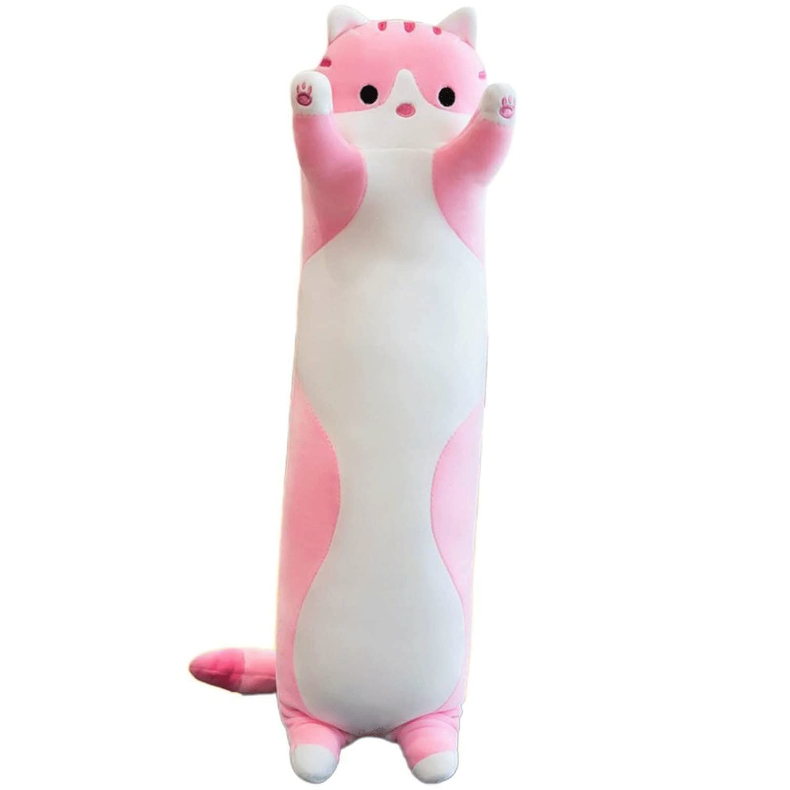 Pillows Cute Soft Long Cat Pillow Plush Toys Stuffed Kitten Knee Pillows Sleep(Pink)